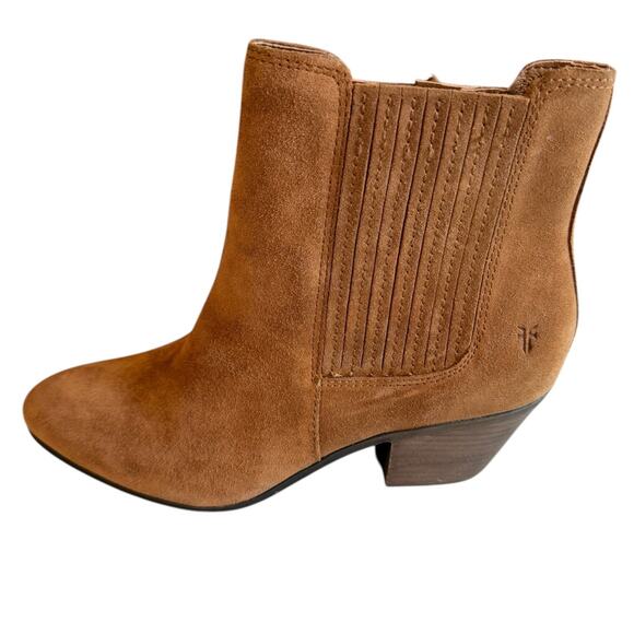 FRYE Sandra Chelsea Boots Cognac Brown Suede 9 - Picture 3 of 8